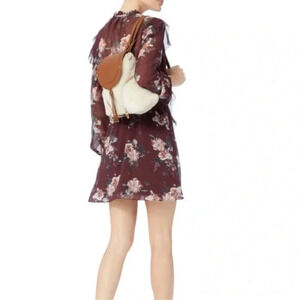 Intermix Madeline silk dress burgundy floral long sleeve Size 0